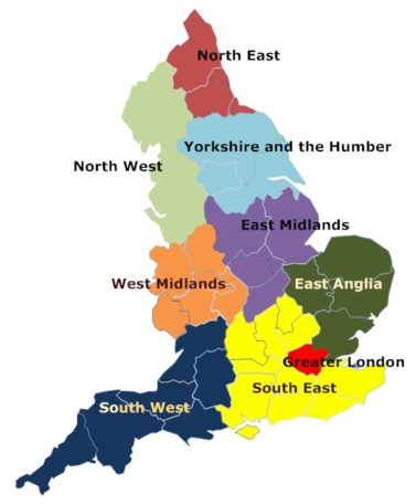 Gift Baskets Delivery UK - Map of England
