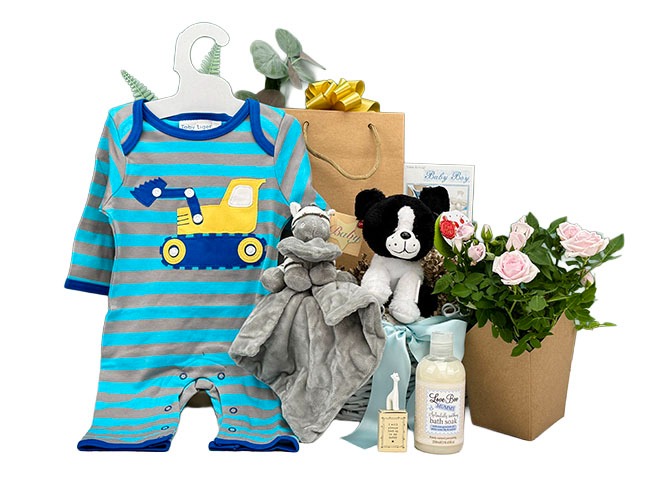 Baby Boy and Family Flower Gift Basket